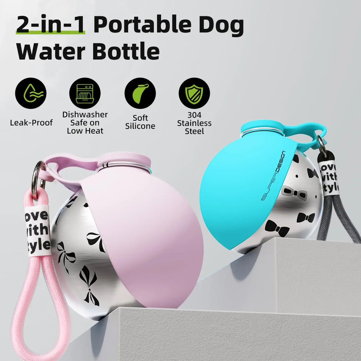 WalkSip 2-in-1 Portable Dog Water Bottle for Dogs