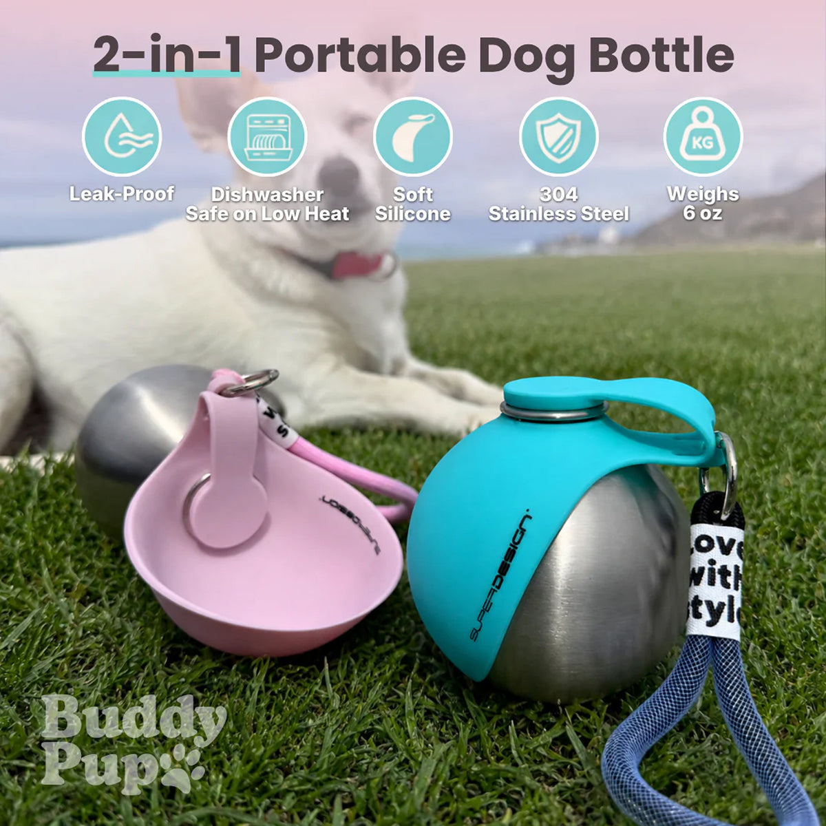WalkSip 2-in-1 Portable Dog Water Bottle for Dogs